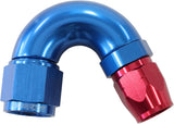 Stepped 150 Deg Hose End -6 Hosto -8AN Reducer Hose End Blue AF555-06-08 - Aeroflow