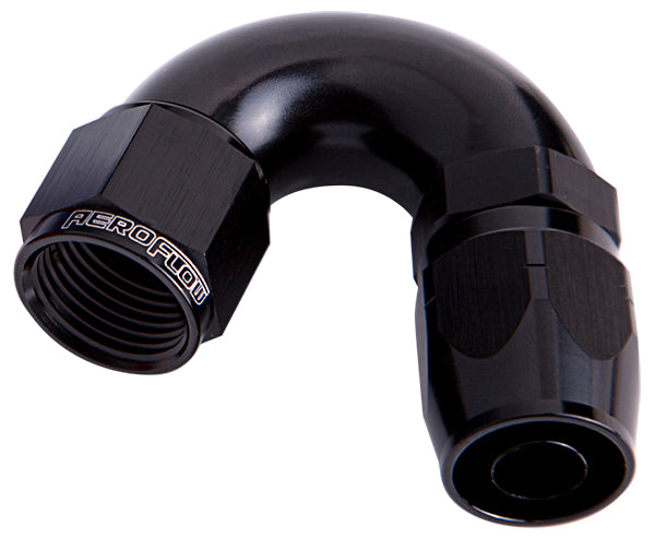 Alloy 150 Deg Hose End -6AN Black Cutter Style Full Flow AF555-06BLK - Aeroflow