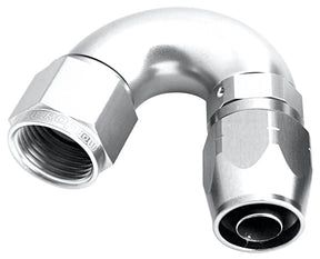 Alloy 150 Deg Hose End -6AN Silver Cutter Style Full Flow AF555-06S - Aeroflow