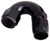 Alloy 150 Deg Hose End -8AN Black Cutter Style Full Flow AF555-08BLK - Aeroflow