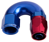Alloy 180 Deg Hose End -4AN Blue Cutter Style Full Flow AF556-04 - Aeroflow