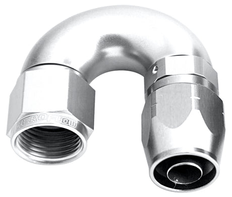 Alloy 180 Deg Hose End -4AN Silver Cutter Style Full Flow AF556-04S - Aeroflow