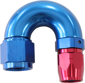 Stepped 180 Deg Hose End -6 Hosto -8AN Reducer Hose End Blue AF556-06-08 - Aeroflow