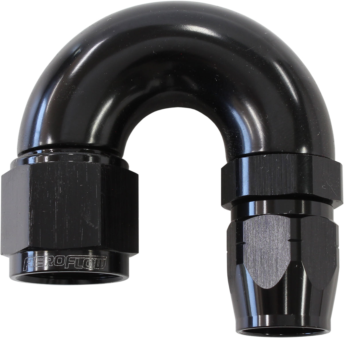 Stepped 180 Deg Hose End -6 Hosto -8AN Reducer Hose End Black AF556-06-08BLK - Aeroflow