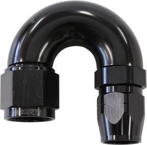 Stepped 180 Deg Hose End -6 Hosto -8AN Reducer Hose End Black AF556-06-08BLK - Aeroflow