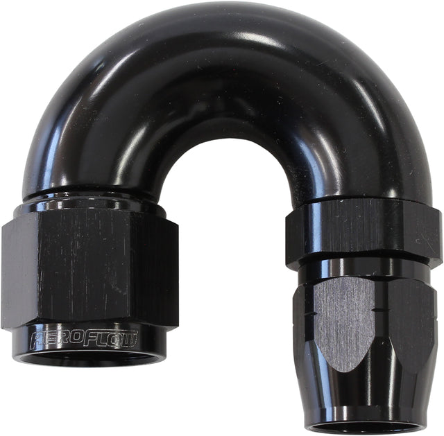 Stepped 180 Deg Hose End -6 Hosto -8AN Reducer Hose End Black AF556-06-08BLK - Aeroflow