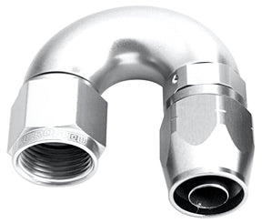 Alloy 180 Deg Hose End -6AN Silver Cutter Style Full Flow AF556-06S - Aeroflow