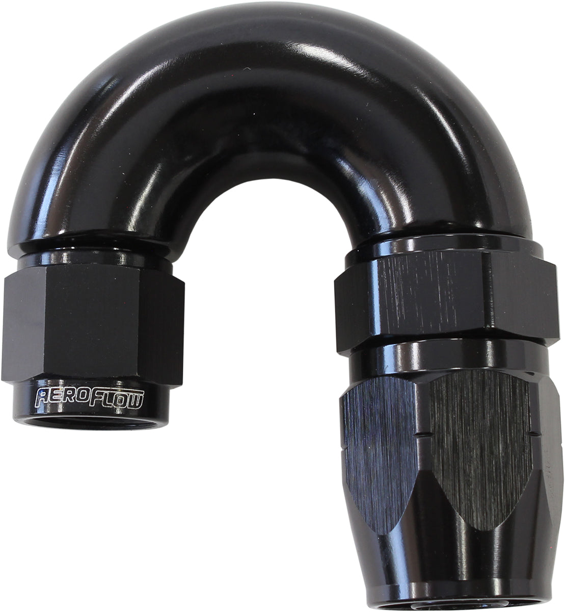 Stepped 180 Deg Hose End -8 Hosto -6AN Reducer Hose End Black AF556-08-06BLK - Aeroflow