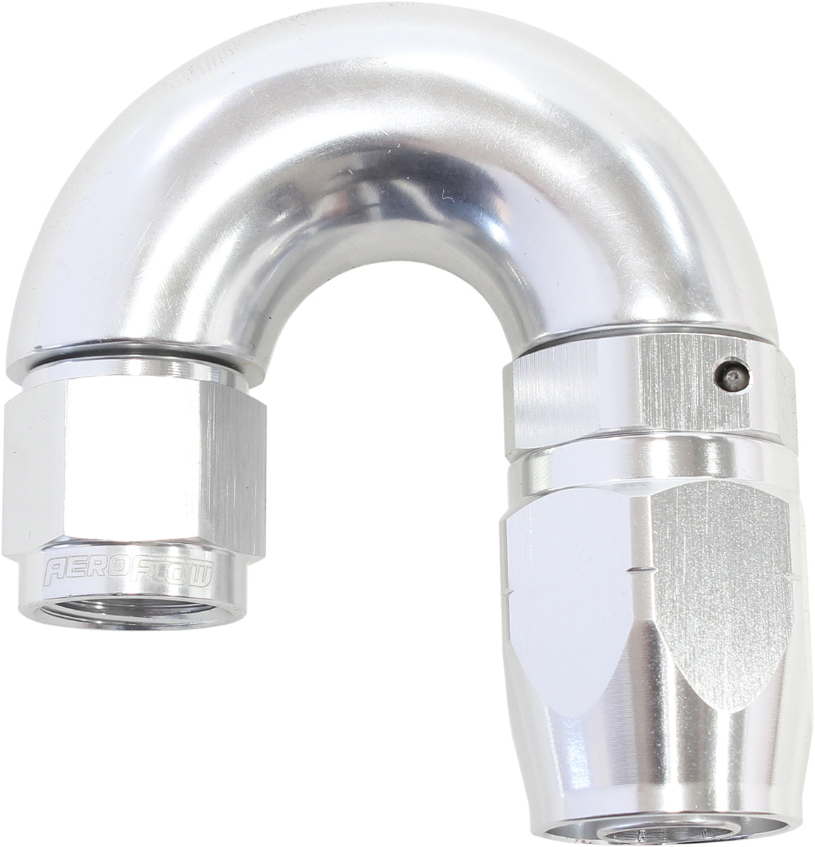 Stepped 180 Deg Hose End -8 Hosto -6AN Reducer Hose End Silve AF556-08-06S - Aeroflow