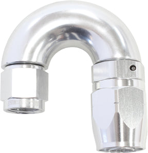 Stepped 180 Deg Hose End -8 Hosto -6AN Reducer Hose End Silve AF556-08-06S - Aeroflow