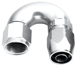 Alloy 180 Deg Hose End -10AN Silver Cutter Style Full Flow AF556-10S - Aeroflow
