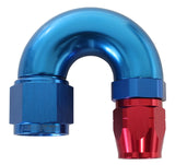 Stepped 180 Deg Hose End 12 Hosto -10AN Reducer Hose End Blue AF556-12-10 - Aeroflow
