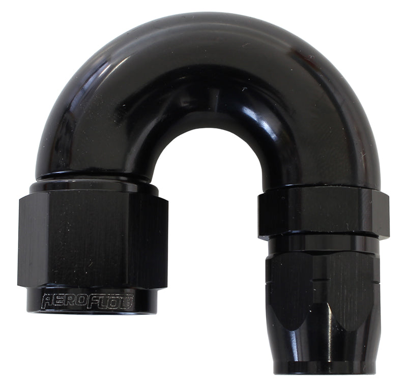 Stepped 180 Deg Hose End 12 Hosto -16AN Reducer Hose End Blac AF556-12-16BLK - Aeroflow