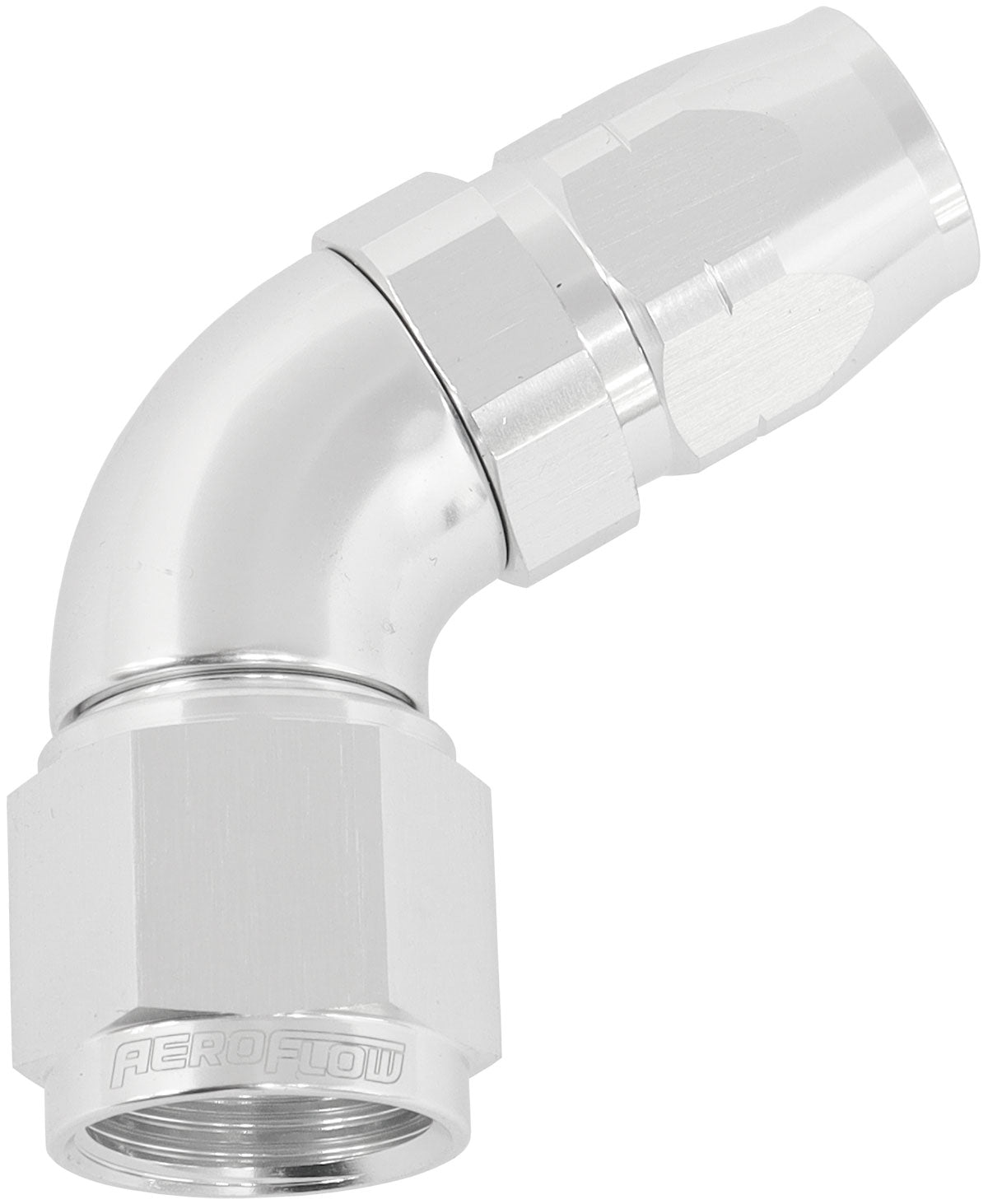 Alloy 60 Deg Hose End -6 Hose To -8 Reducer Hose End Silver AF558-06-08S - Aeroflow