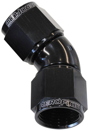 -6AN 45 Deg Swivel Coupler Black Billet Full Flow 1 Piece AF563-06BLK - Aeroflow