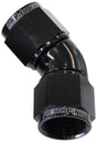 -16AN 45 Deg Swivel Coupler Black Billet Full Flow 1 Piece AF563-16BLK - Aeroflow