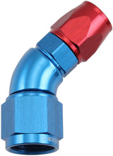 Stepped 45 Degree End -6 Hose To -8AN Reducer Hose End Blue Teflon AF572-06-08D - Aeroflow