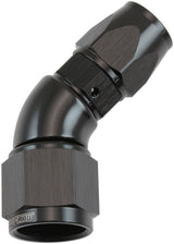 Stepped 45 Degree End -6 Hose To -8AN Reducer Hose End Black Teflon AF572-06-08DBLK - Aeroflow