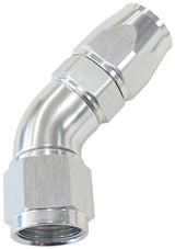 45 Deg -6AN Full Flow Teflon Hose End Silver 1 Piece Full Flow AF572-06DS - Aeroflow