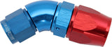Stepped 45 Degree End -8 Hose To -6AN Expander Hose End Blue Teflon AF572-08-06D - Aeroflow