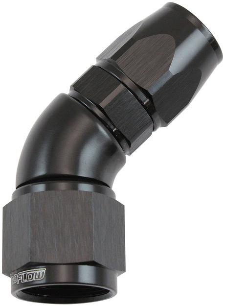 Stepped 45 Degree End -8 Hose To -10AN Reducer Hose End Black Teflon AF572-08-10DBLK - Aeroflow