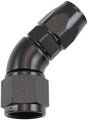 Stepped 45 Degree End -8 Hose To -10AN Reducer Hose End Black Teflon AF572-08-10DBLK - Aeroflow