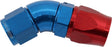 Stepped 45 Degree End -10 Hose To -8AN Expander Hose End Blue Teflon AF572-10-08D - Aeroflow
