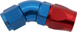 Stepped 45 Degree End -10 Hose To -8AN Expander Hose End Blue Teflon AF572-10-08D - Aeroflow
