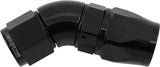 Stepped 45 Degree End -10 Hose To -8AN Expander Hose End Black Teflon AF572-10-08DBLK - Aeroflow