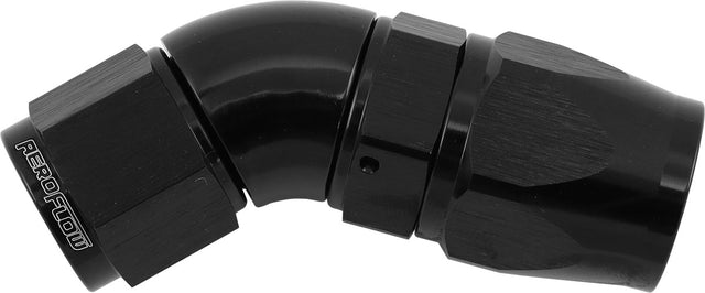 Stepped 45 Degree End -10 Hose To -8AN Expander Hose End Black Teflon AF572-10-08DBLK - Aeroflow