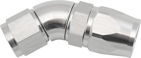 Stepped 45 Degree End -10 Hose To -8AN Expander Hose End Silver Teflon AF572-10-08DS - Aeroflow