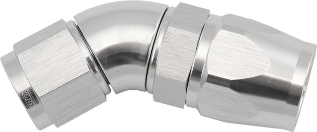 Stepped 45 Degree End -10 Hose To -8AN Expander Hose End Silver Teflon AF572-10-08DS - Aeroflow