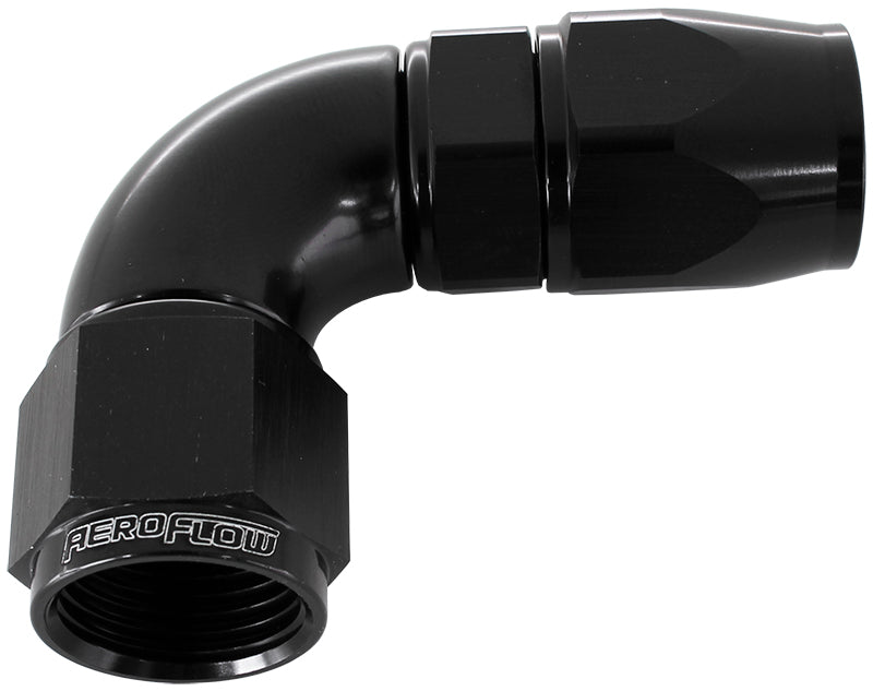 90 Deg -3AN Full Flow Teflon Hose End Black 1 Piece Full Flow AF573-03DBLK - Aeroflow