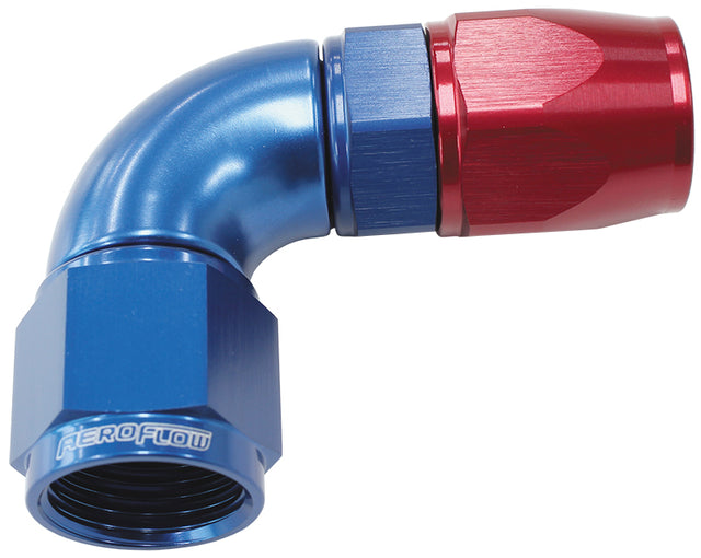 90 Deg -4AN Full Flow Teflon Hose End Blue 1 Piece Full Flow AF573-04D - Aeroflow