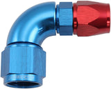 Stepped 90 Degree End -6 Hose To -8AN Reducer Hose End Blue Teflon AF573-06-08D - Aeroflow