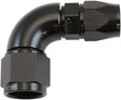 Stepped 90 Degree End -6 Hose To -8AN Reducer Hose End Black Teflon AF573-06-08DBLK - Aeroflow