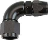 Stepped 90 Degree End -6 Hose To -8AN Reducer Hose End Black Teflon AF573-06-08DBLK - Aeroflow