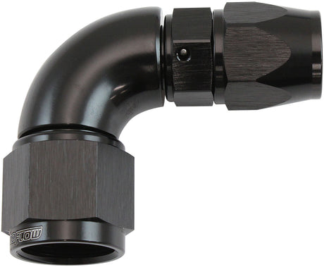 Stepped 90 Degree End -6 Hose To -8AN Reducer Hose End Black Teflon AF573-06-08DBLK - Aeroflow
