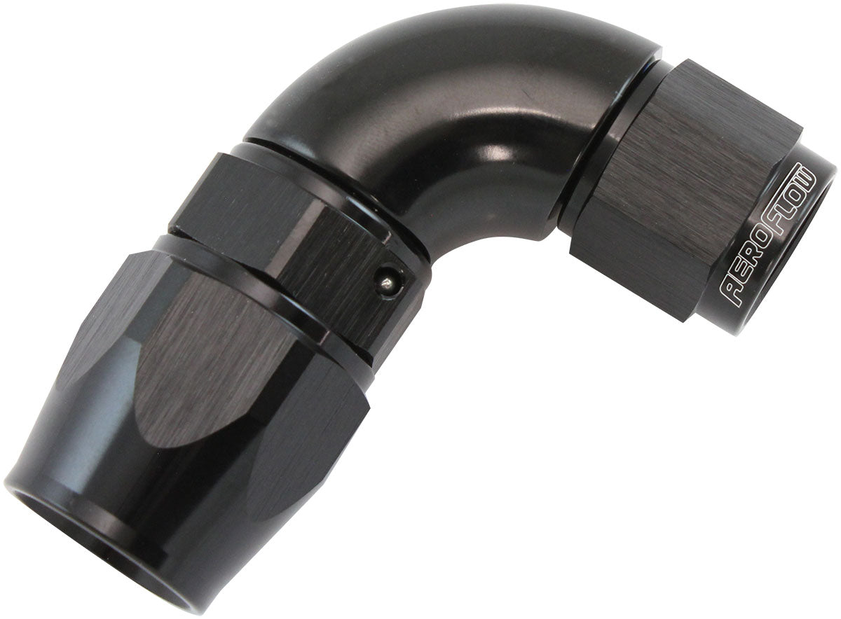 Stepped 90 Degree End -8 Hose To -6AN Expander Hose End Black Teflon AF573-08-06DBLK - Aeroflow