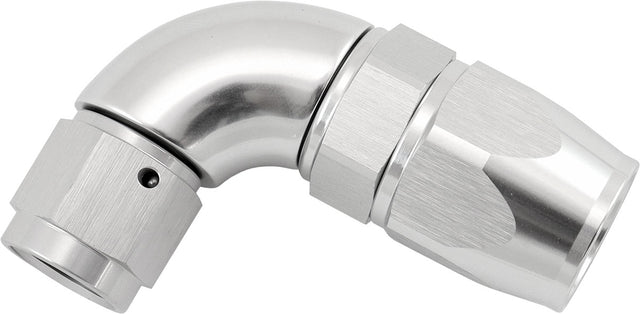 Stepped 90 Degree End -8 Hose To -6AN Expander Hose End Silver Teflon AF573-08-06DS - Aeroflow