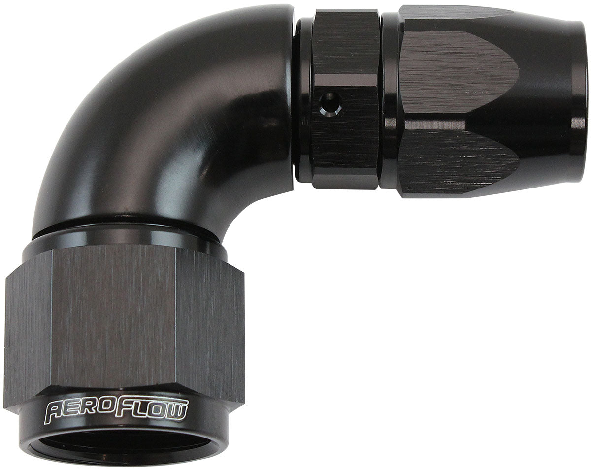Stepped 90 Degree End -8 Hose To -10AN Reducer Hose End Black Teflon AF573-08-10DBLK - Aeroflow