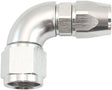 Stepped 90 Degree End -8 Hose To -10AN Reducer Hose End Silver Teflon AF573-08-10DS - Aeroflow