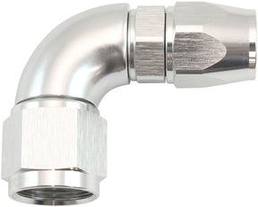 Stepped 90 Degree End -8 Hose To -10AN Reducer Hose End Silver Teflon AF573-08-10DS - Aeroflow