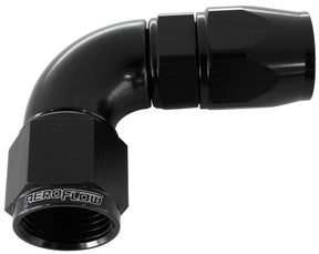 90 Deg -8AN Full Flow Teflon Hose End Black 1 Piece 25pk AF573-08DBLK-25 - Aeroflow