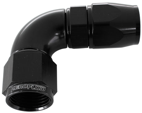 90 Deg -8AN Full Flow Teflon Hose End Black 1 Piece 25pk AF573-08DBLK-25 - Aeroflow