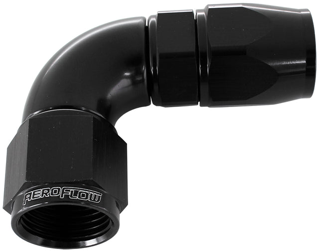 90 Deg -8AN Full Flow Teflon Hose End Black 1 Piece Full Flow AF573-08DBLK - Aeroflow