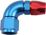 Stepped 90 Degree End -10 Hose To -8AN Expander Hose End Blue Teflon AF573-10-08D - Aeroflow