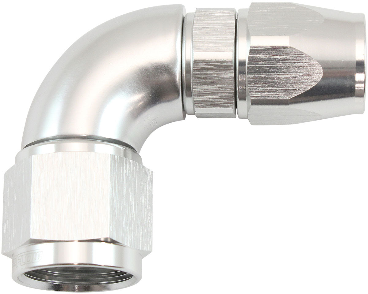 Stepped 90 Degree End -10 Hose To -8AN Expander Hose End Silver Teflon AF573-10-08DS - Aeroflow
