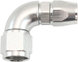 Stepped 90 Degree End -10 Hose To -8AN Expander Hose End Silver Teflon AF573-10-08DS - Aeroflow