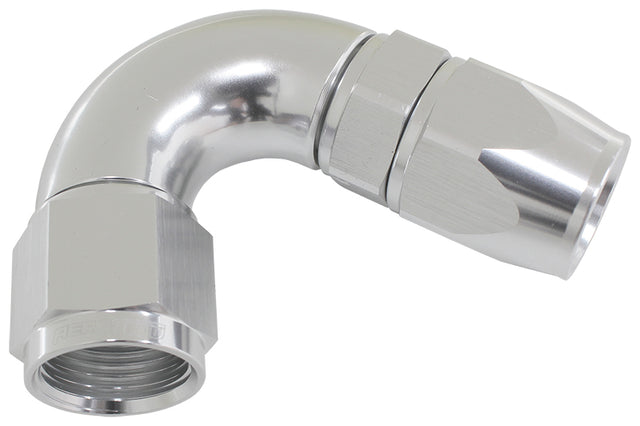 120 Deg -4AN Full Flow Teflon Hose End Silver 1 Piece Full Flow AF574-04DS - Aeroflow